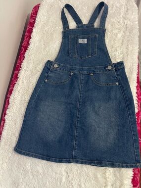 Levi's Dark Blue Denim Overall Dress for Kids